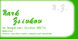 mark zsivkov business card